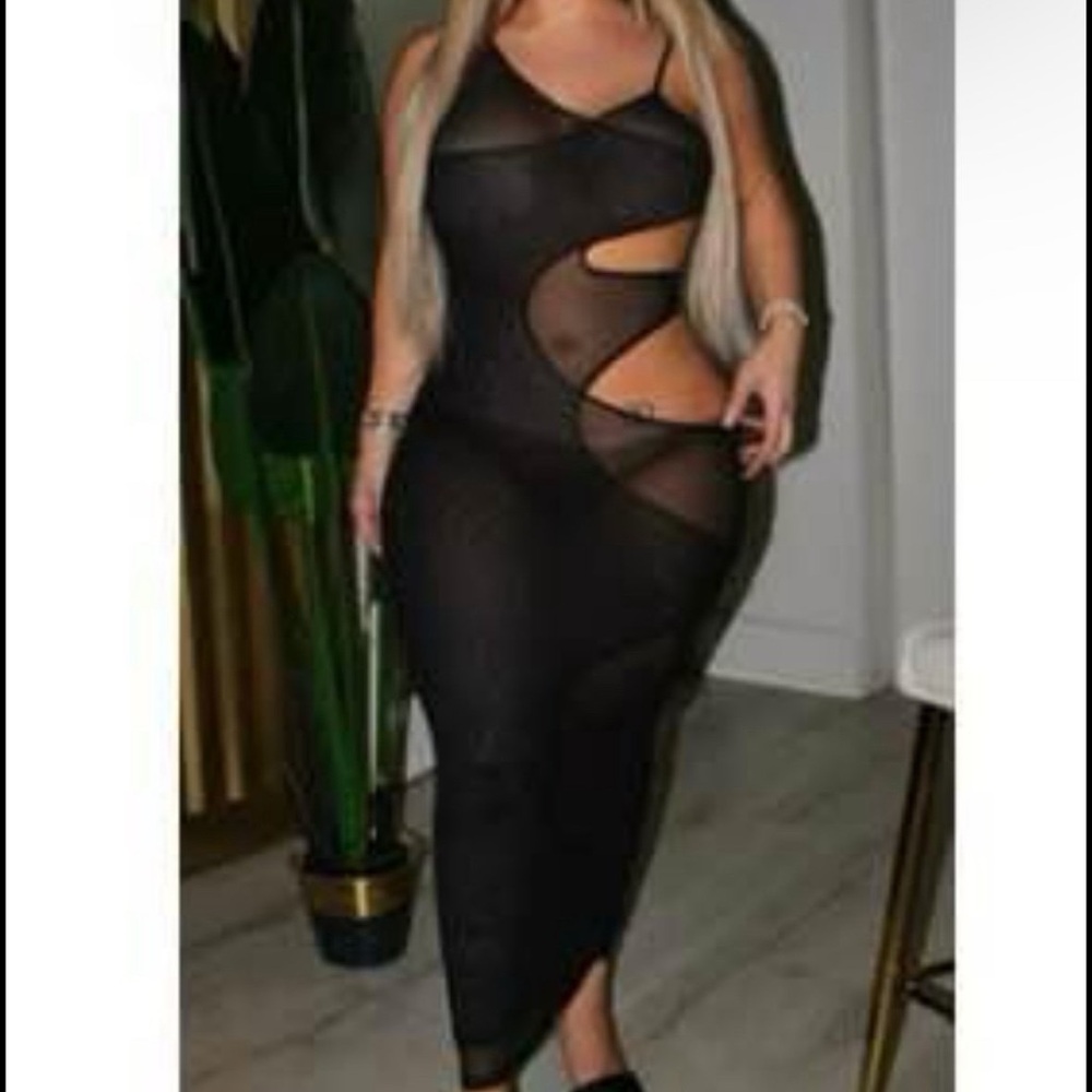 Black Sheer Cutout Dress